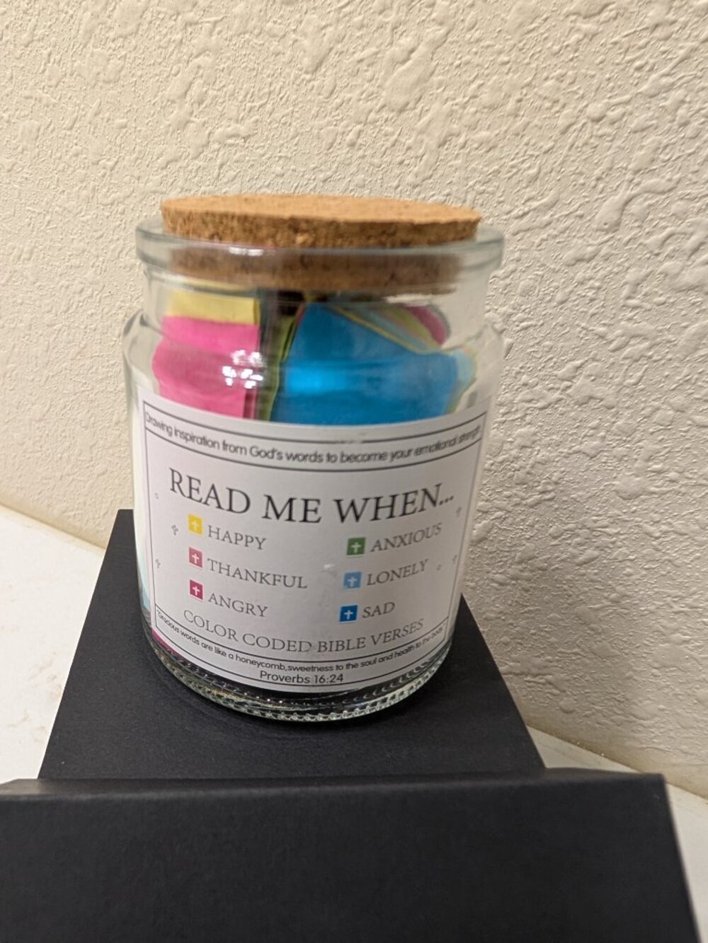 Color Coded Bible Verse Jar with Cork Lid - New with Box - Picture 2 of 5